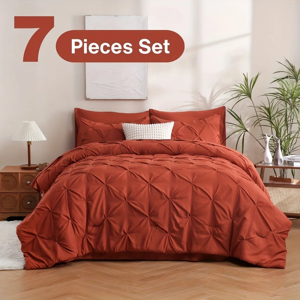 NIGHT COMFORT Pintuck Bed In A Bag Comforter Set With Sheets