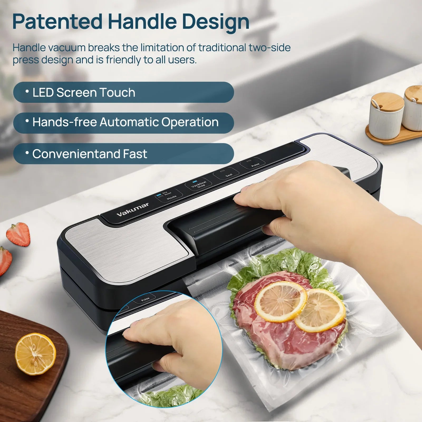 Vakumar VH1506 Vacuum Sealer Machine 80Kpa Stand Handle