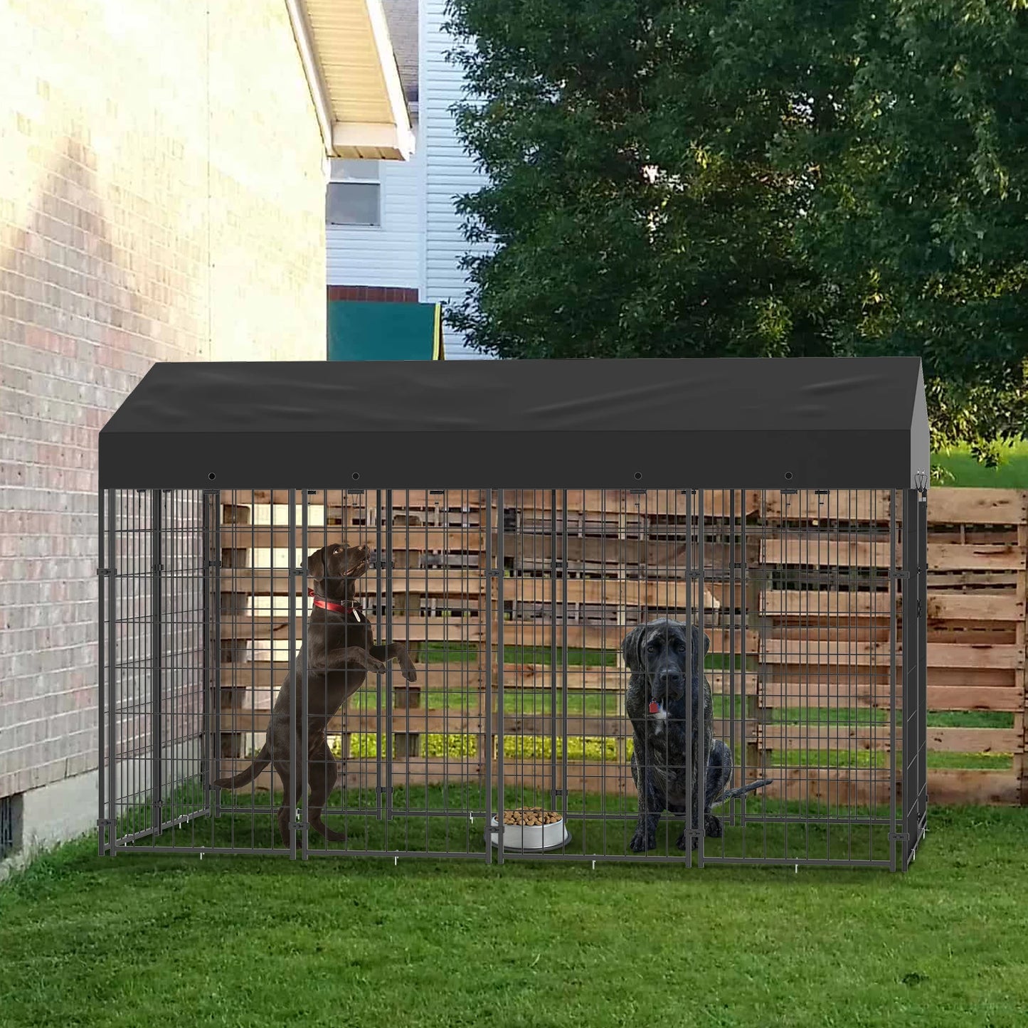 BINGOPAW Outdoor Dog Kennel With Welded Wire And Canopy