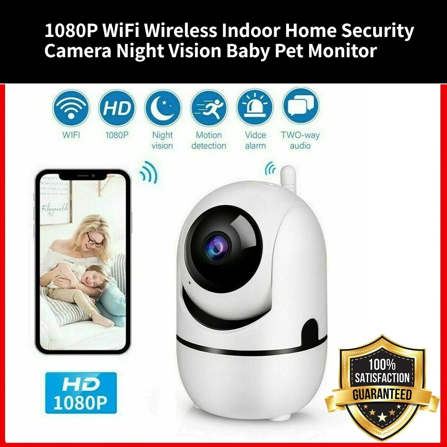 1080P WiFi Indoor Home Security Camera Night Vision