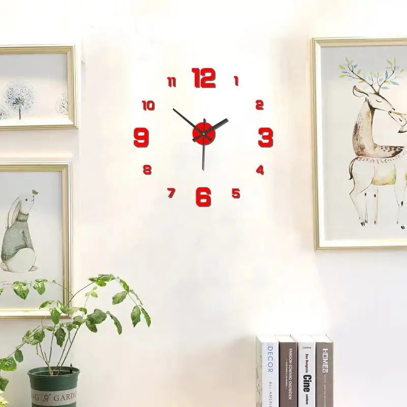 Frameless DIY Wall Clock Wall Decal Silent Living Room Office