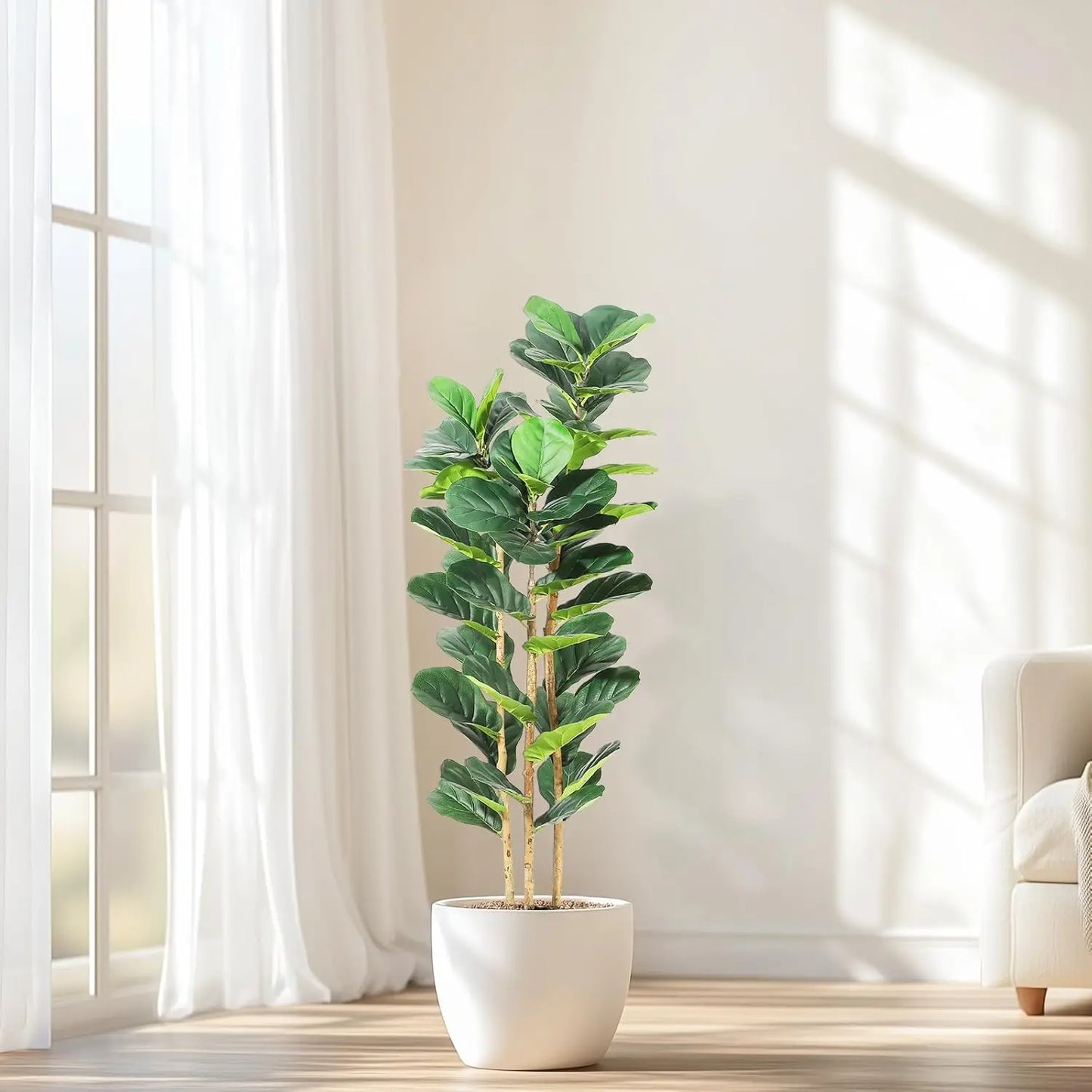 HiMISS Artificial Fiddle Leaf Fig Tree With Pot Greenery