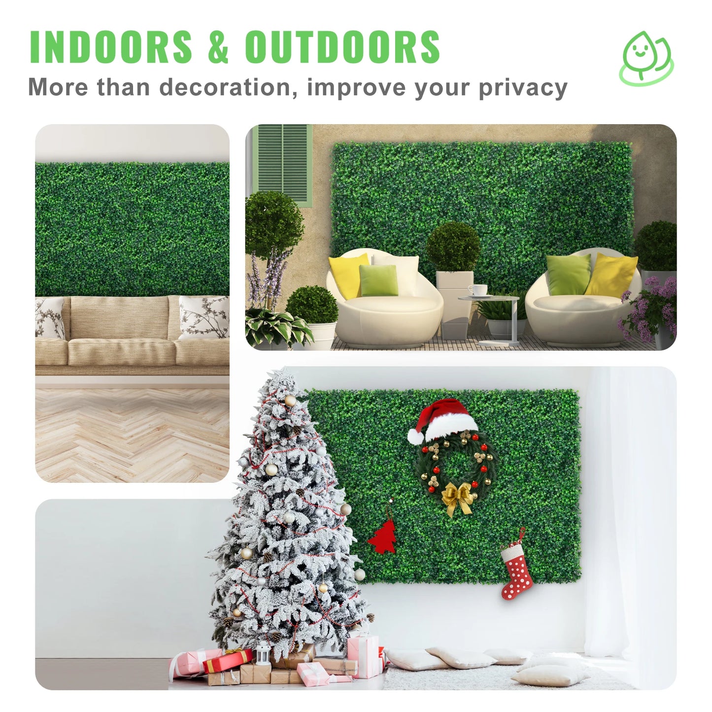 SucceBuy Artificial Boxwood Panel Hedge Wall Panels