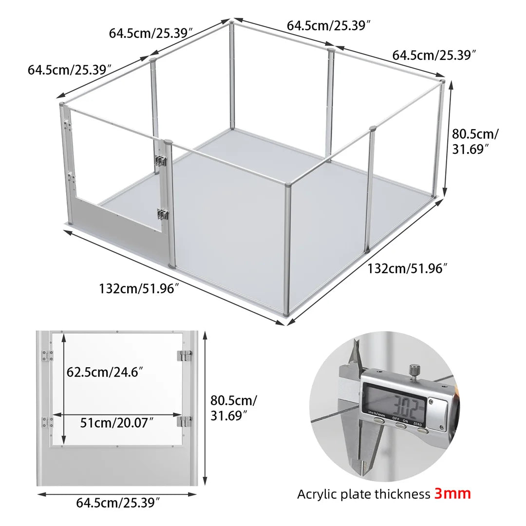 BINGOPAW Clear Acrylic Pet Playpen With Waterproof Floor Pad