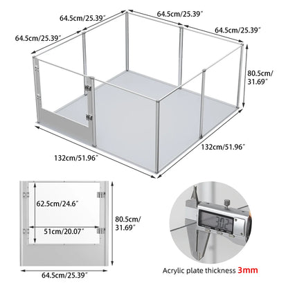 BINGOPAW Clear Acrylic Pet Playpen With Waterproof Floor Pad
