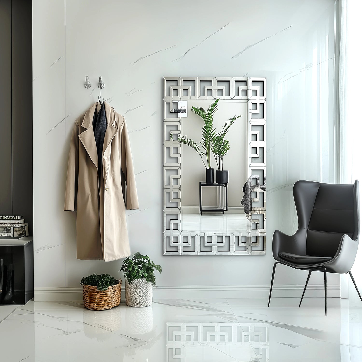 Venetian Art Mirror With Beveled Glass Edge For Living Room And Bathroom