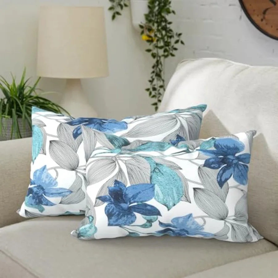 Pack Of Two Waterproof Rectangle Lumbar Pillow Covers