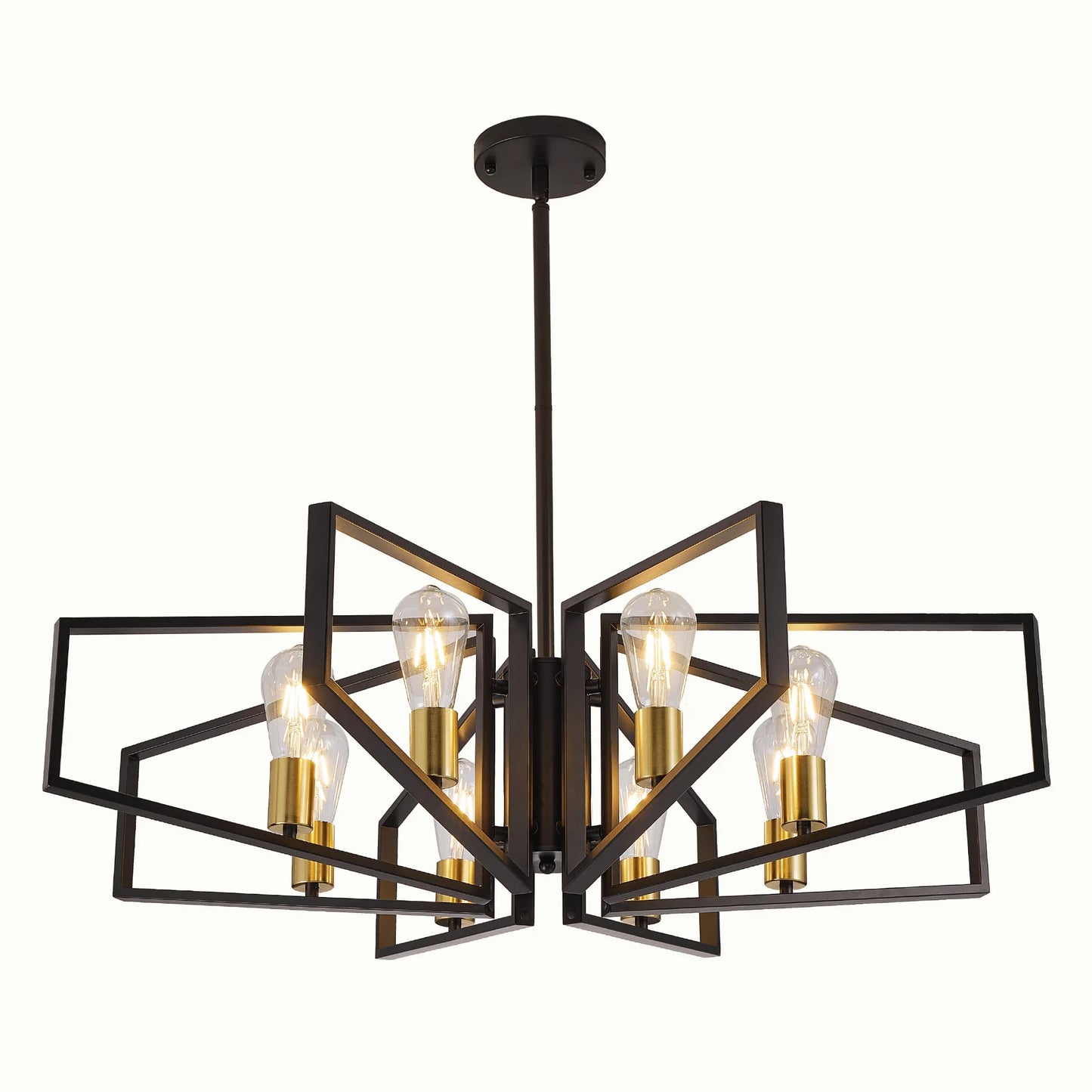 Modern 8 Light Geometric Chandelier With Adjustable Height Pendant