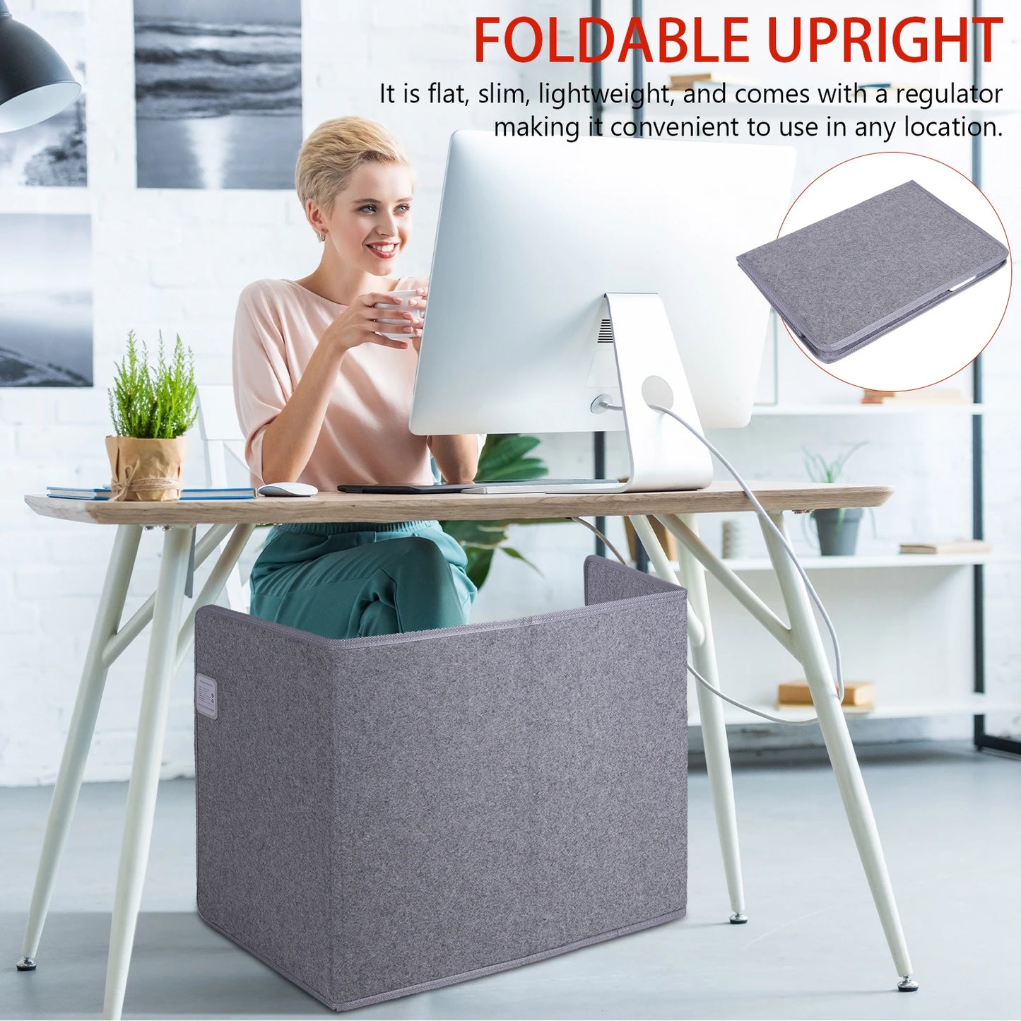 Portable Space Heater Under Desk With Thermostat And Timer For Office And Home