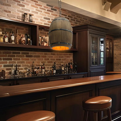 Retro Wood Wine Barrel Pendant Light Industrial Ceiling Lamp Chandelier