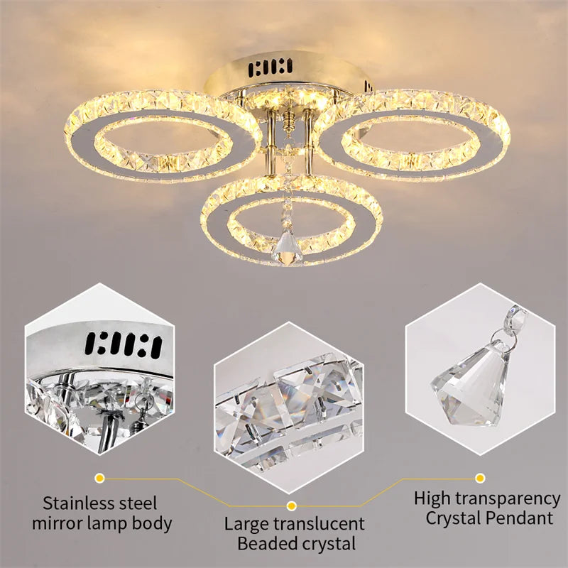 GreeLustr Modern Crystal Ring Pendant Light For Dining Room