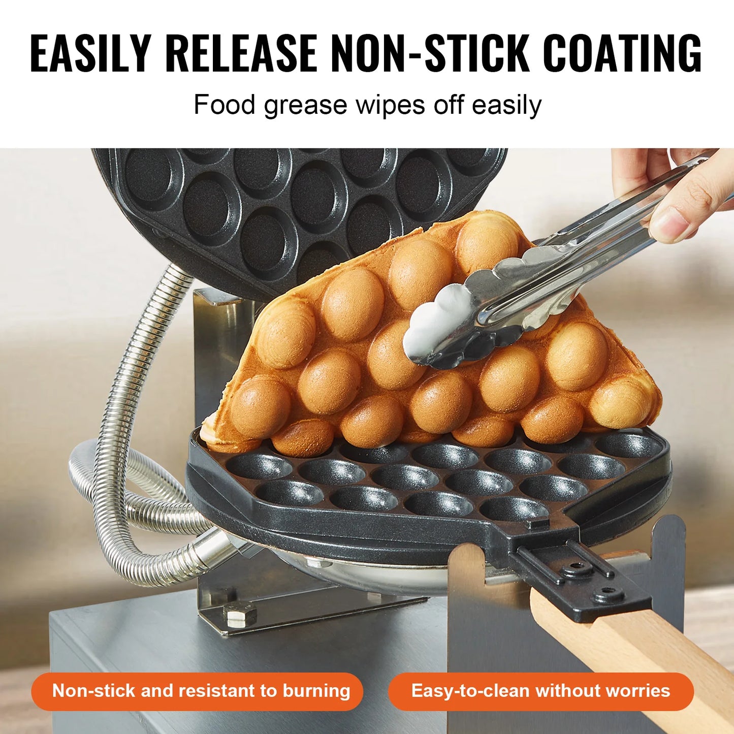 SucceBuy Commercial Egg Bubble Waffle Maker Nonstick Rotatable