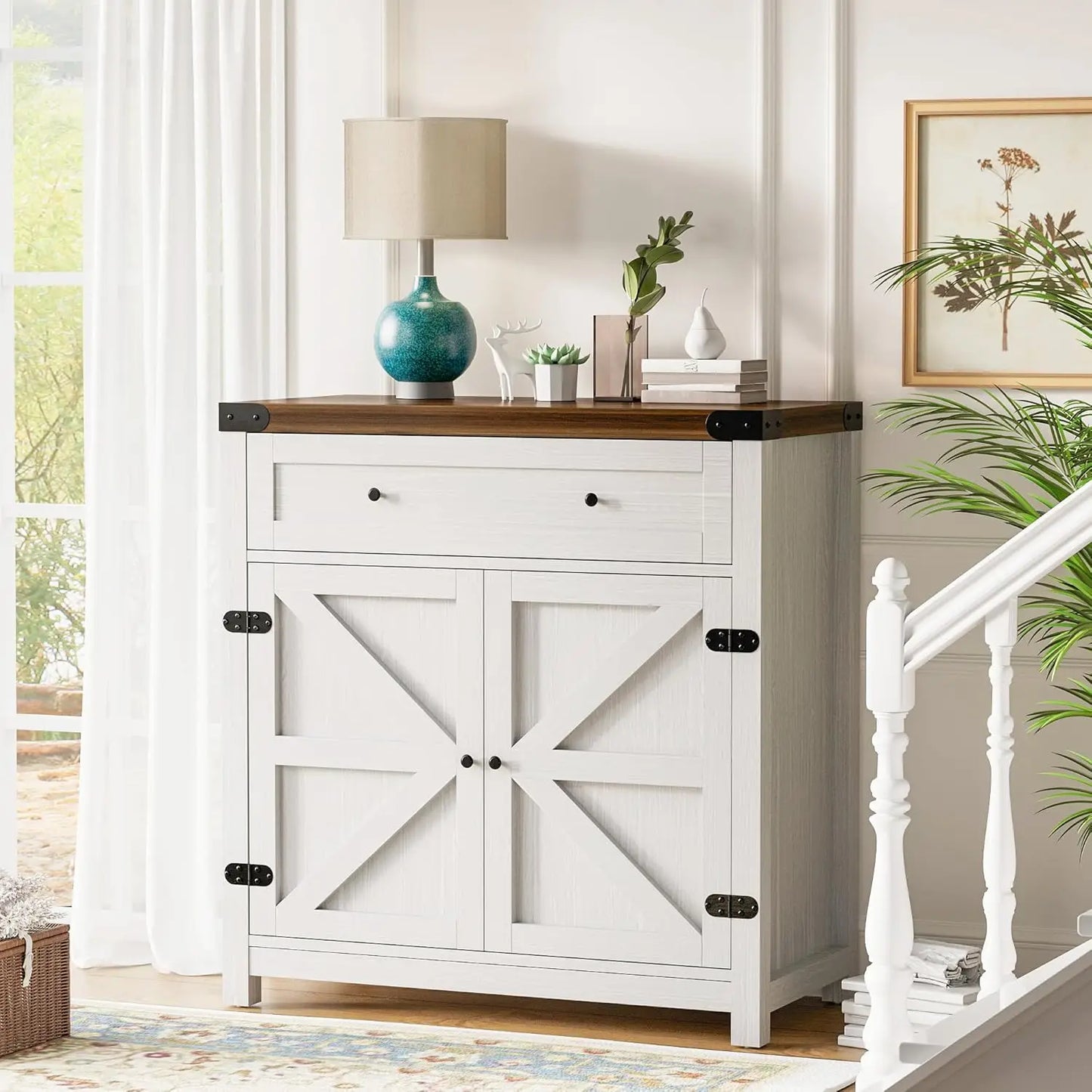Flamaker Sideboard Buffet Cabinet With Storage And Drawer Barn Doors
