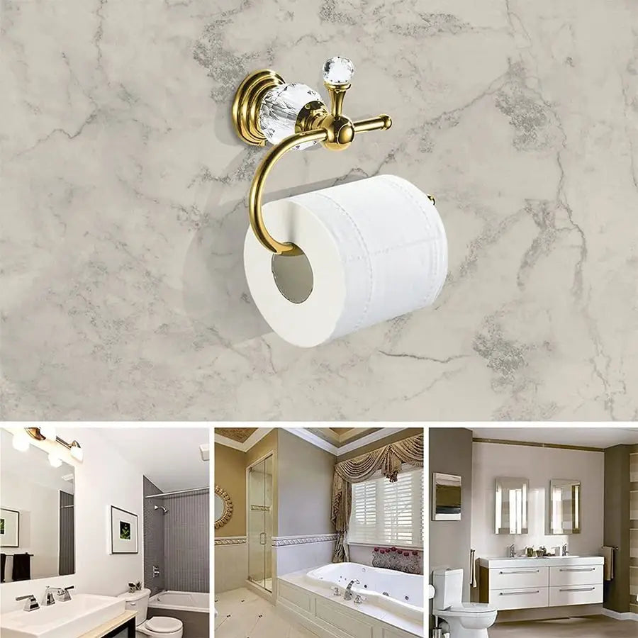 Crystal Towel Ring Toilet Paper Holder Wall Mounted