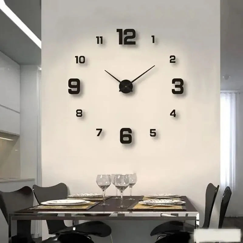 Frameless DIY Wall Clock Wall Decal Silent Living Room Office