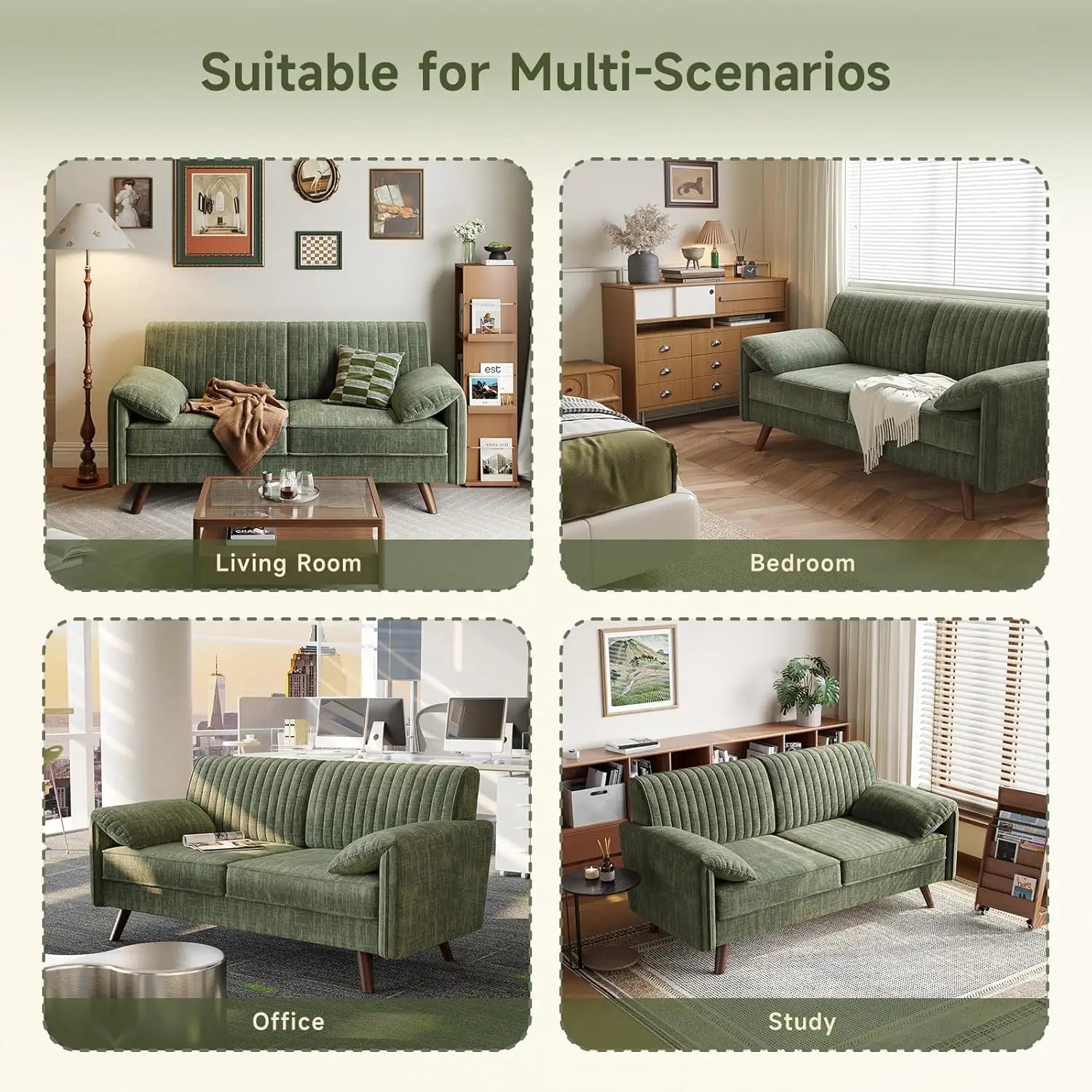 Onbrill Modern Chenille Fabric Loveseat Sofa For Cozy Living Rooms