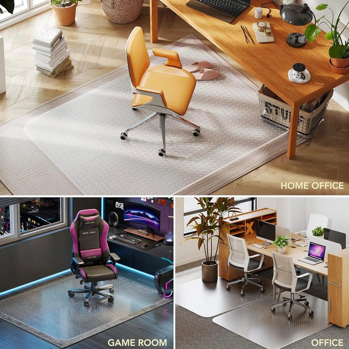 Clear Plastic Office Chair Mat For Low Pile Carpet Lip