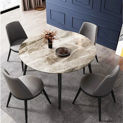Modern Round Marble Top Dining Table With Metal Frame