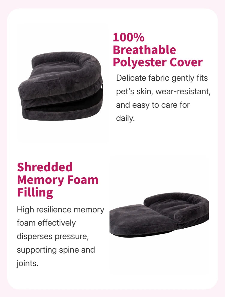 Dual-Use Large Pet Bed Foldable Cozy Cuddler For Pets