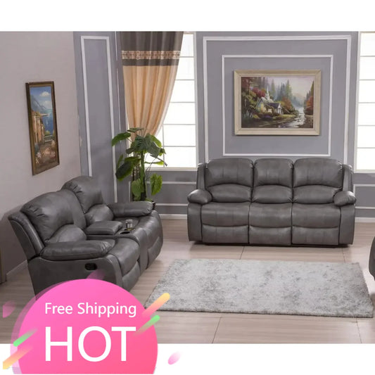 Leather Air Reclining Sofa Loveseat Set