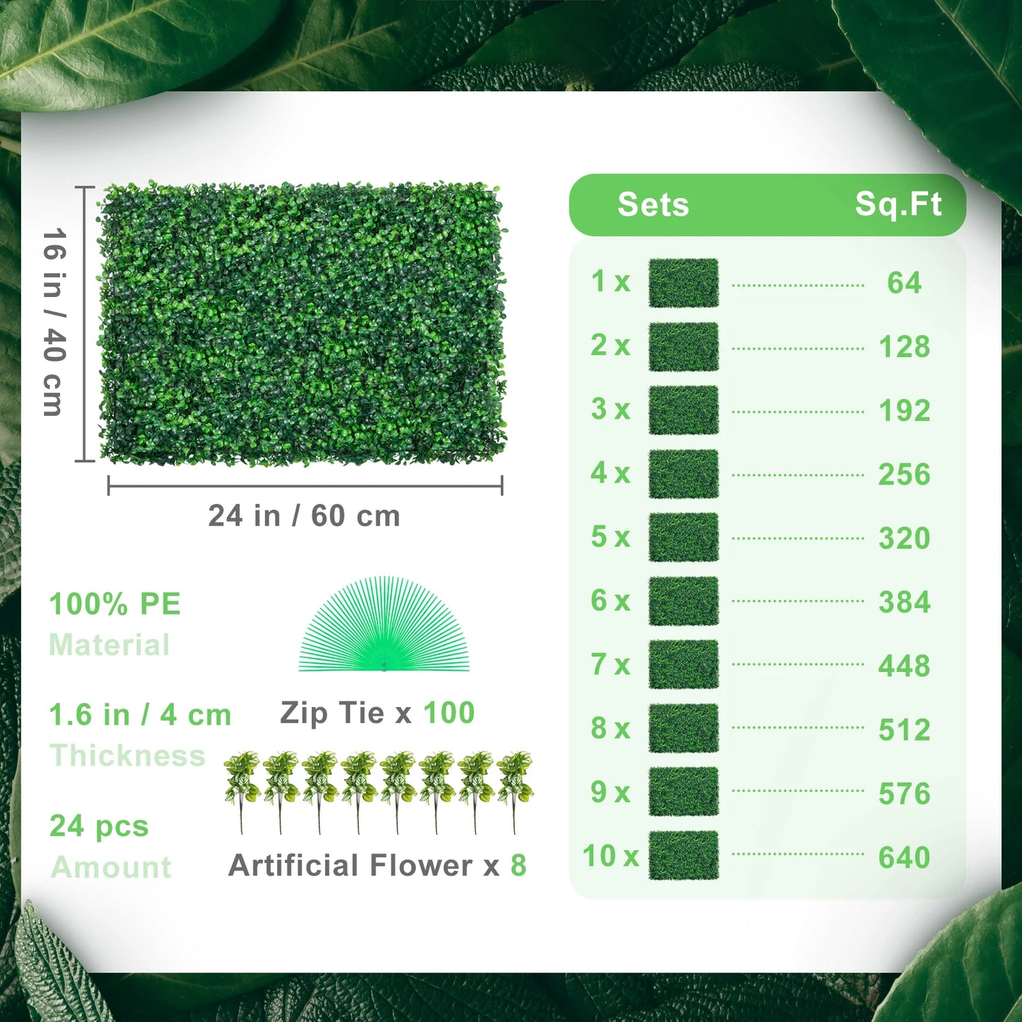 SucceBuy Artificial Boxwood Panel Hedge Wall Panels