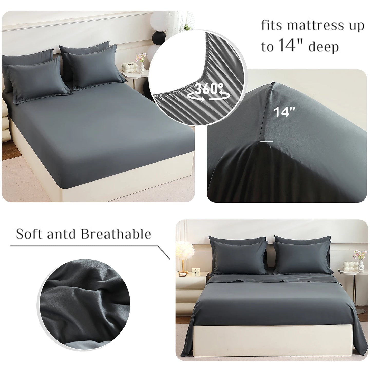 EasYum 7 Piece Polyester Bedding Set Includes Comforter And Sheets