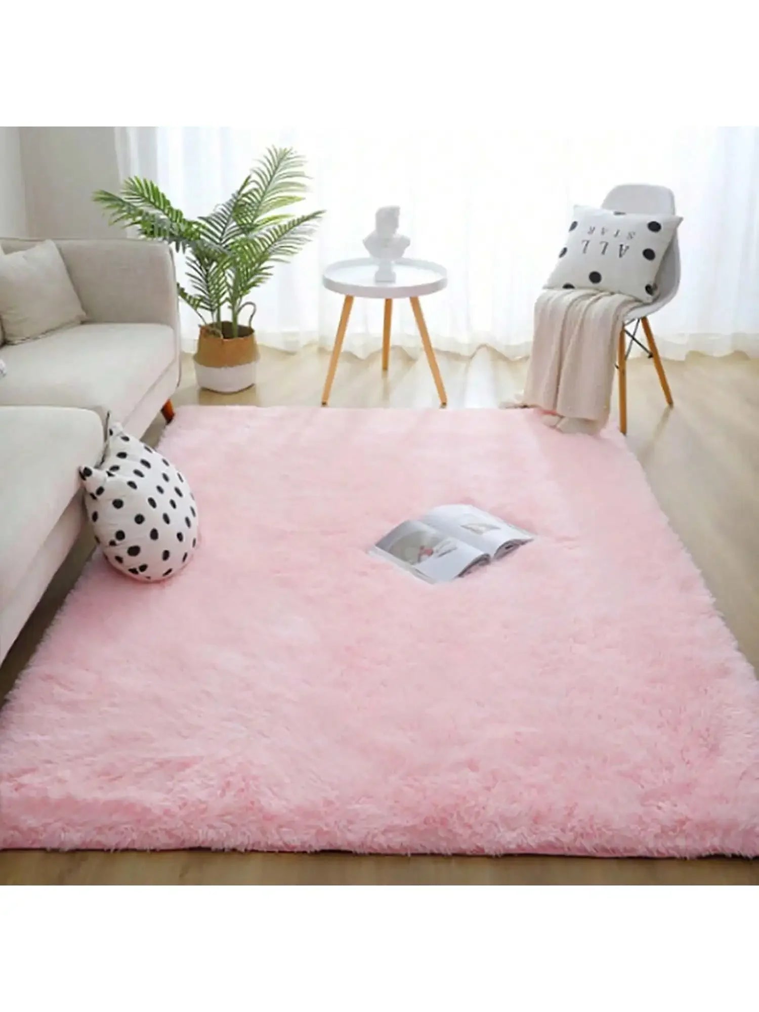Eluckya Plush Thick Long Pile Carpet Non Slip Area Rug