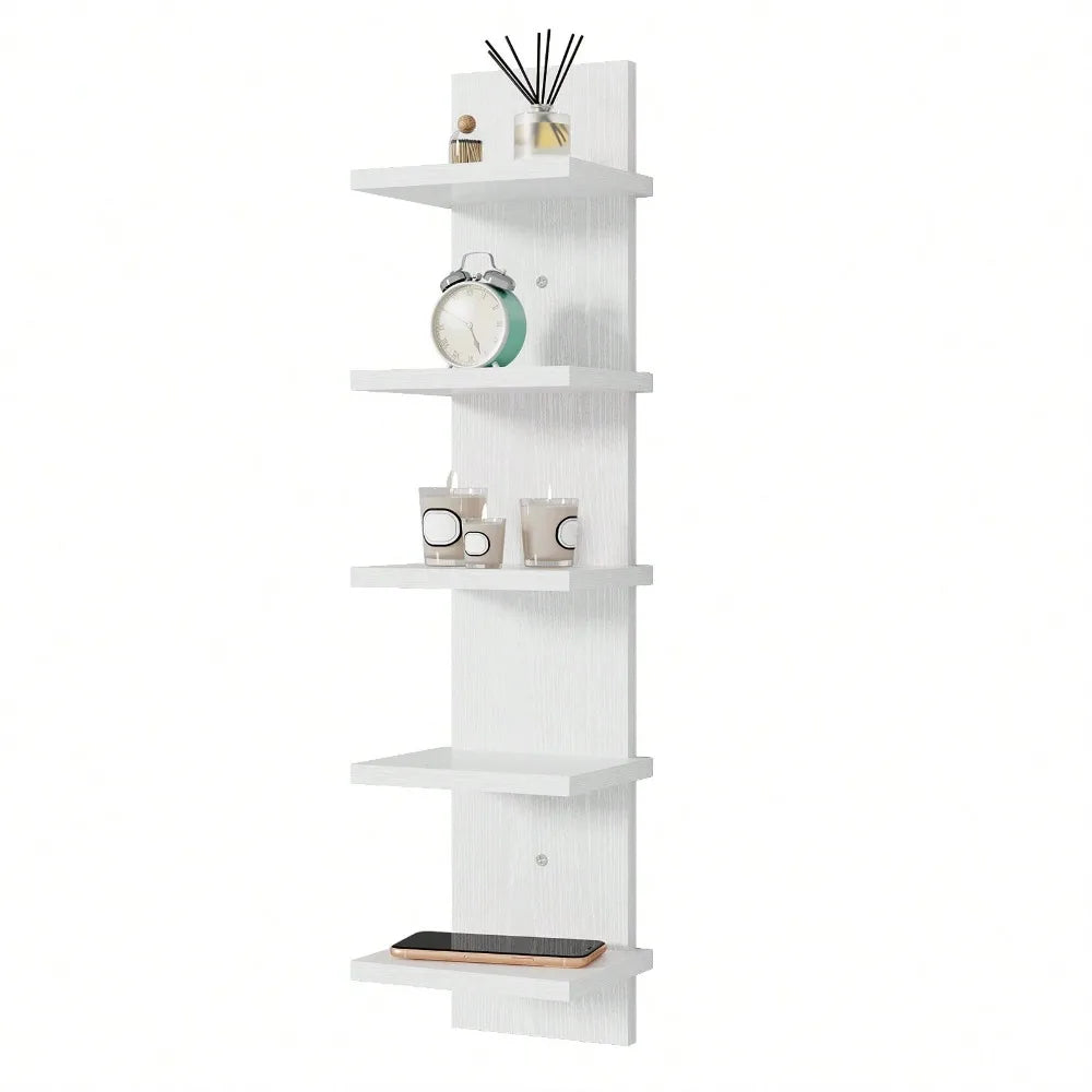 Five-Tier Wall Mounted Shelf Versatile Storage Display Rack For Bedroom