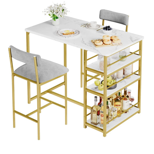 HiMISS 2-Person Dining Table Set With Bar Table And Chairs