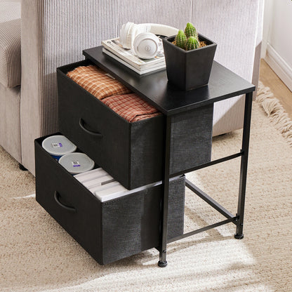 JHK Nightstand Bedside Table With Storage Drawers And Cabinet