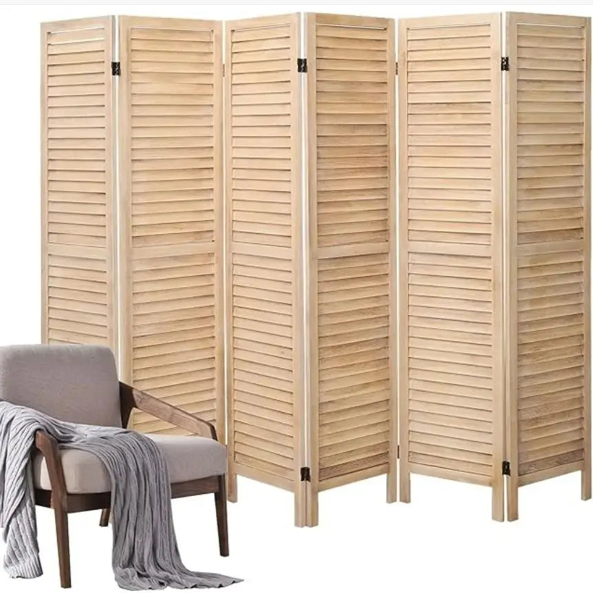 Wood Room Divider Folding Privacy Screen Freestanding Louvered Screen