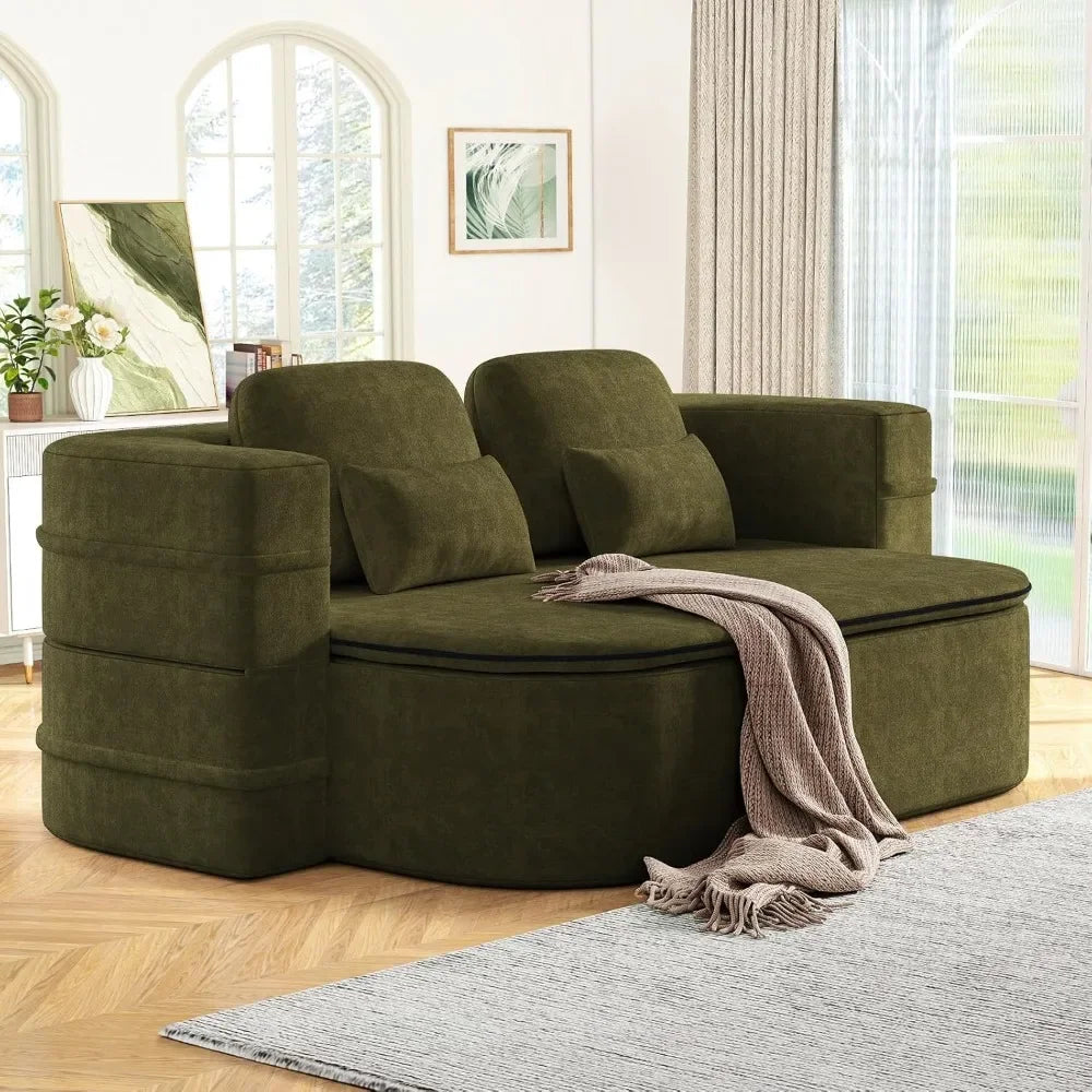 Convertible Sleeper Sofa Bed Modern Folding Futon Chenille Loveseat