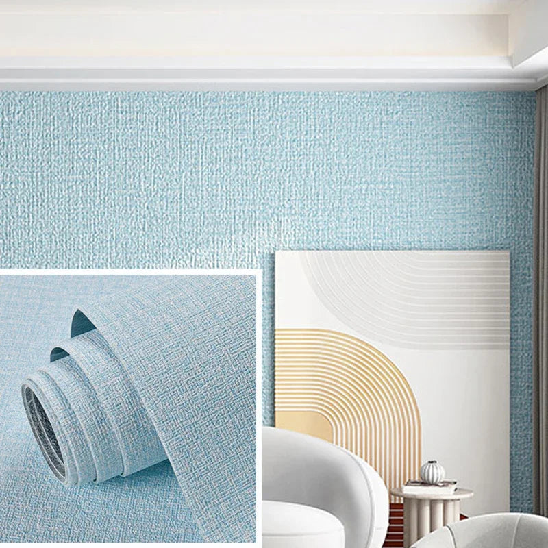 NONECN Linen 3D Foam Wallpaper Self-Adhesive PVC Waterproof Backdrop