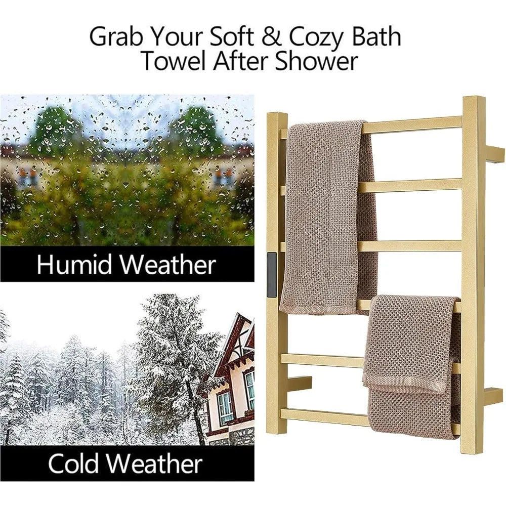 Stainless Steel Wall-Mount Towel Warmer With Six Bars