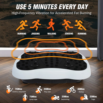 Full-Body Vibration Plate Exercise Machine With Resistance Bands Remote Control