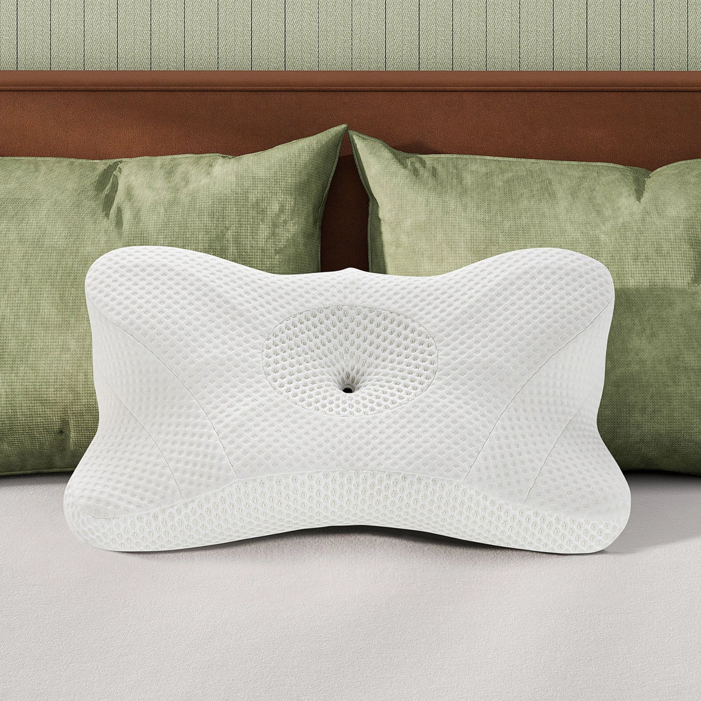 JHK Ergonomic Cervical Contour Memory Foam Pillow with Cooling Pillowcase