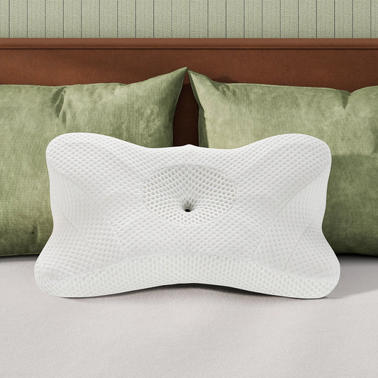 JHK Ergonomic Cervical Contour Memory Foam Pillow with Cooling Pillowcase