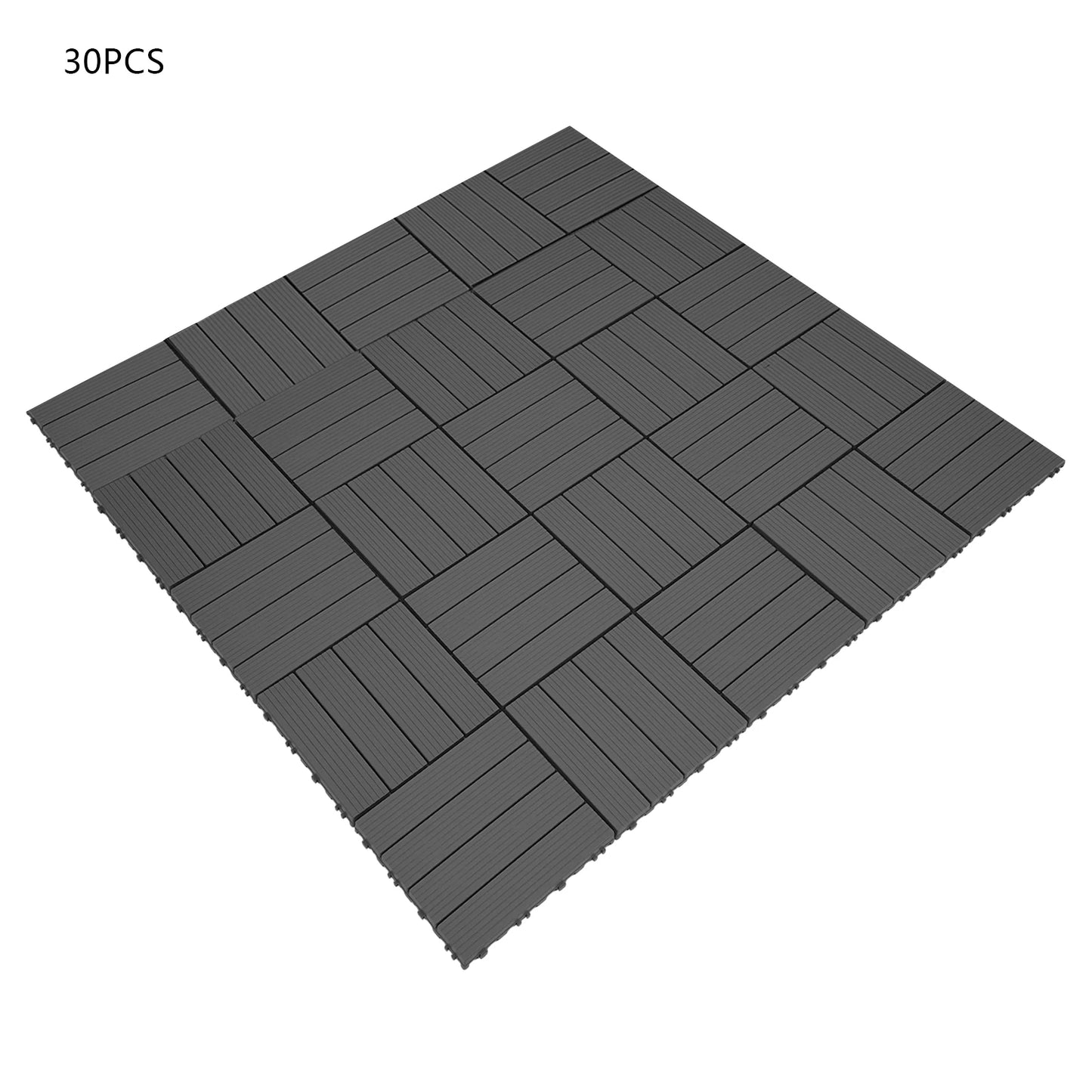 Bymaocar Interlocking Outdoor Deck Tiles Waterproof Wood Look PVC Flooring