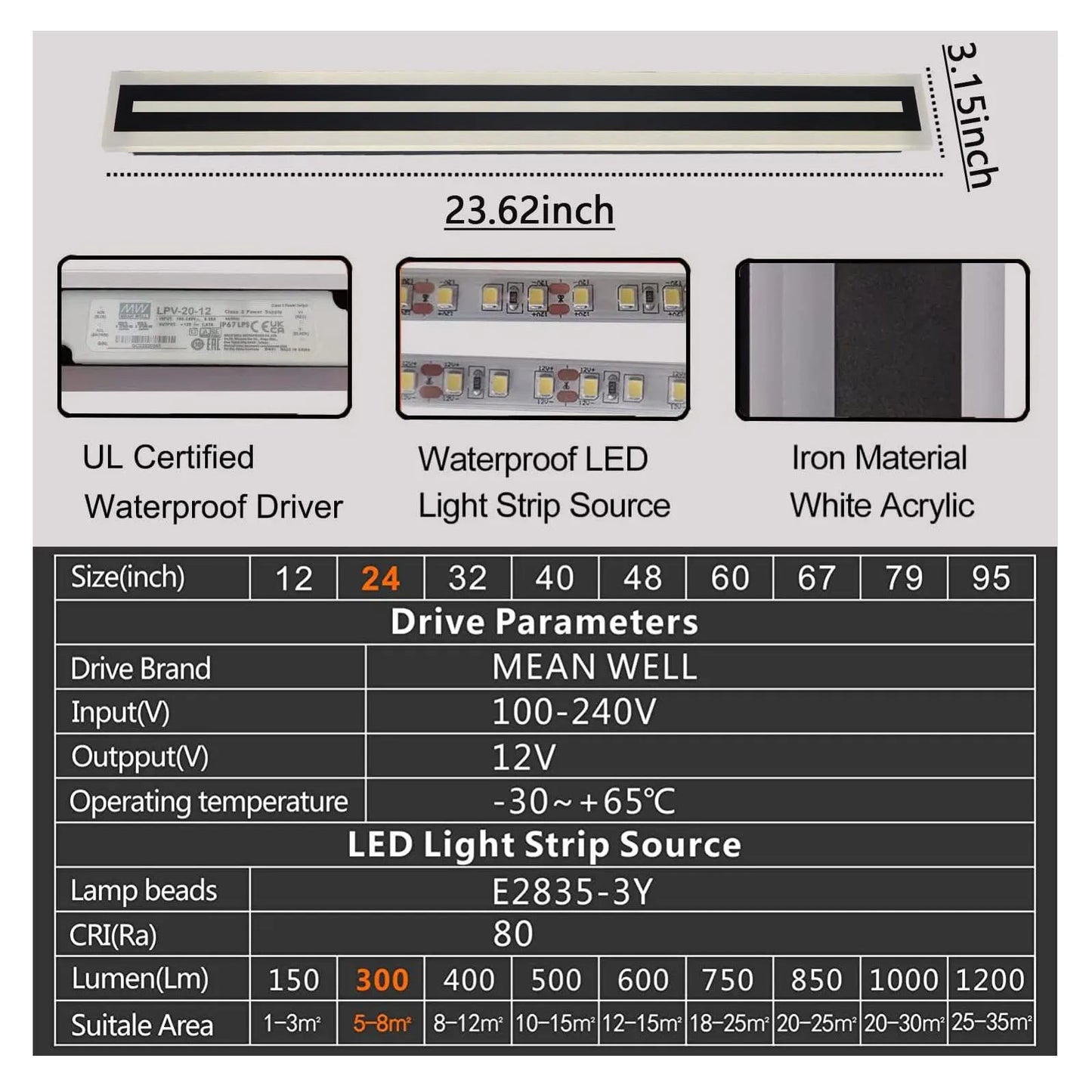 Outdoor Modern LED Wall Sconce IP67 Frosted Acrylic