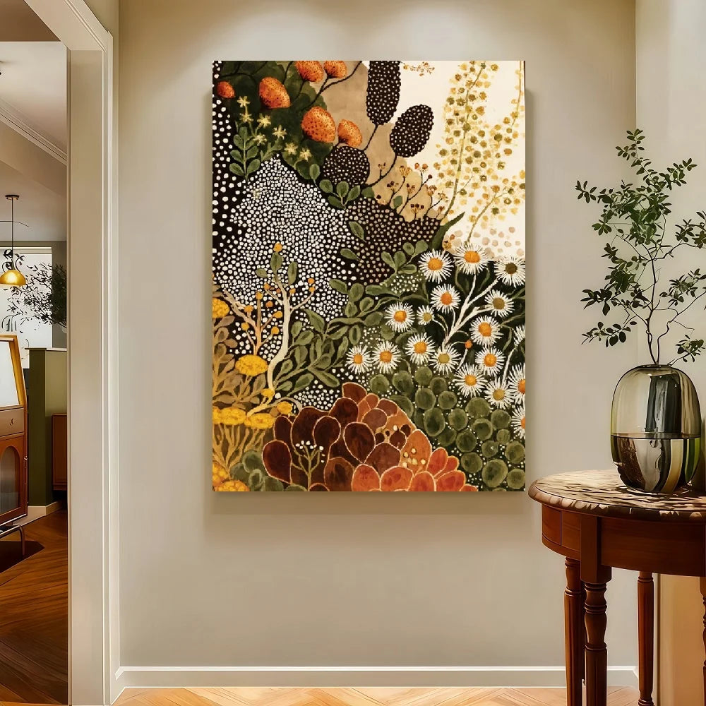 Framed Modern Abstract Botanical Wall Art Wildflower Canvas Print