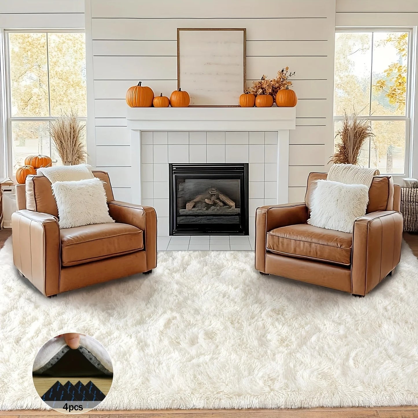 NONED Shaggy Non-Slip Rug Soft Plush Carpet for Living Room