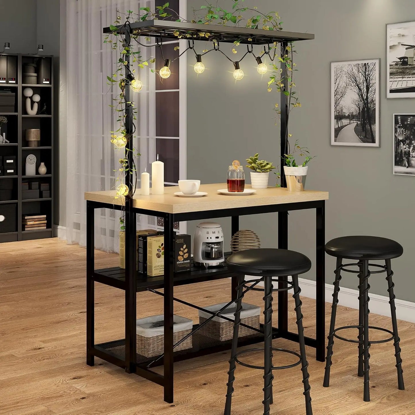 HiMISSH Kitchen Island With Storage And Power Outlets