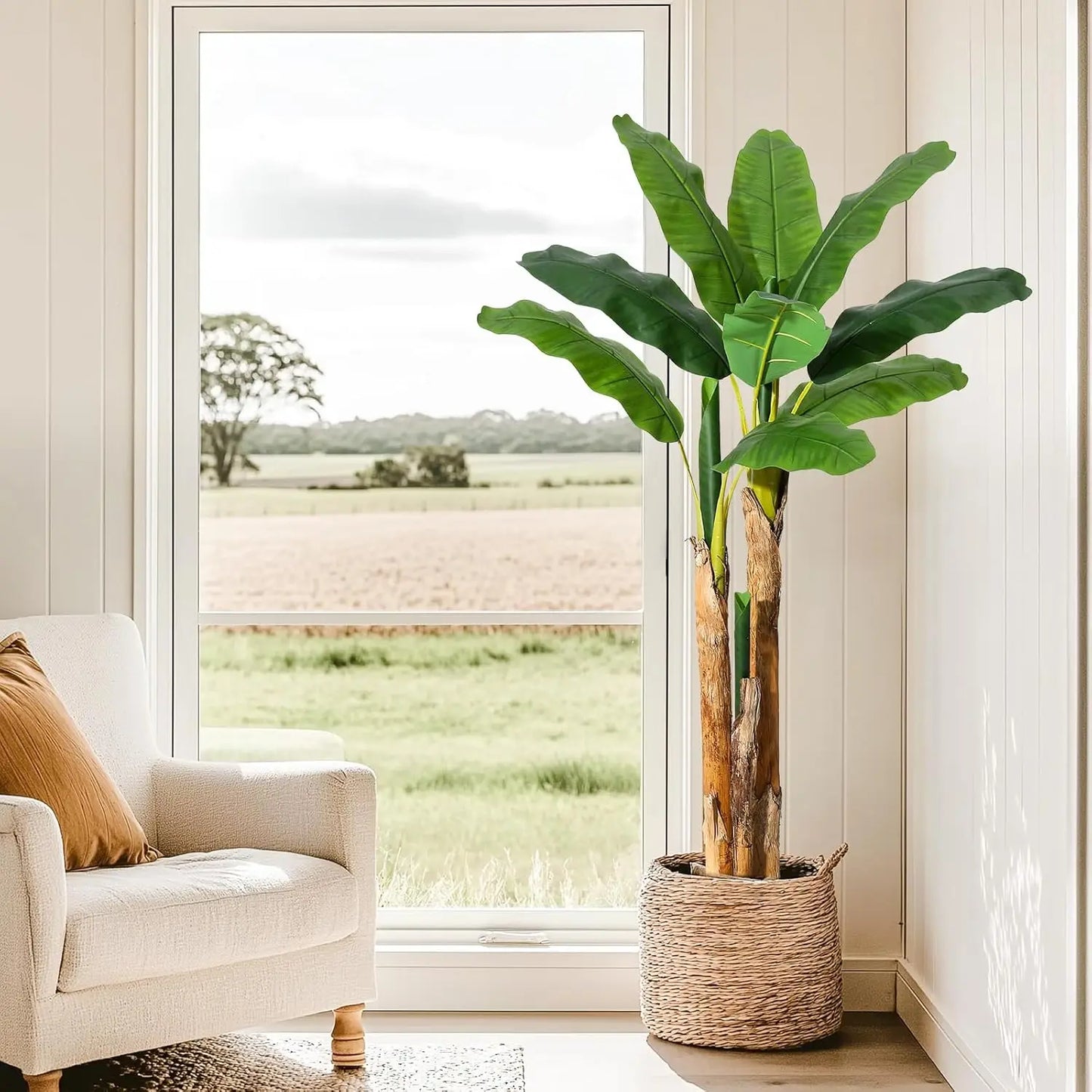 HiMISS Artificial Banana Tree In Planter For Home Office Decor