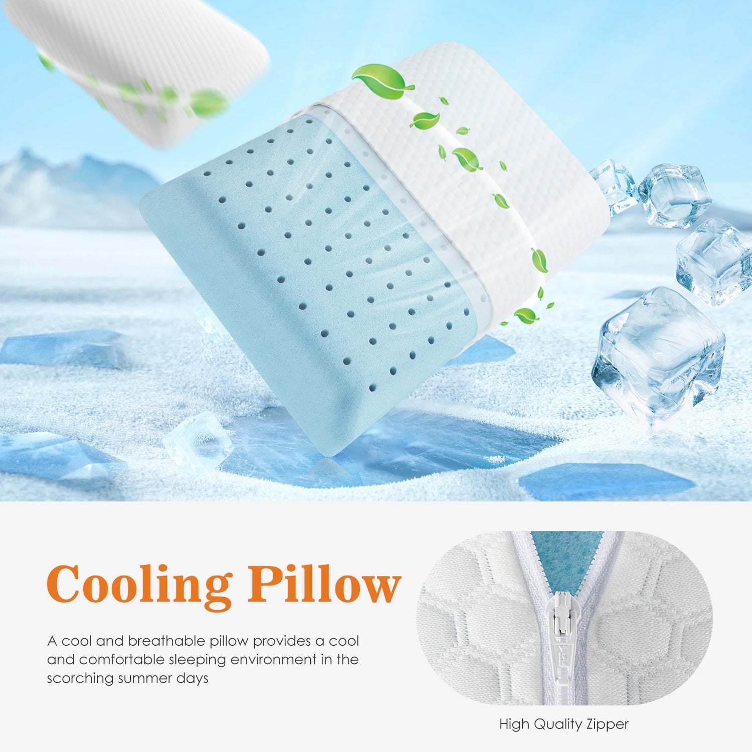 JHK Memory Foam Pillows With Ventilated Cooling And Removable Washable Cover