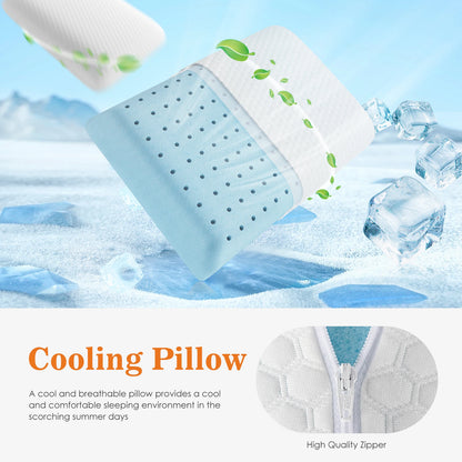 JHK Memory Foam Pillows With Ventilated Cooling And Removable Washable Cover