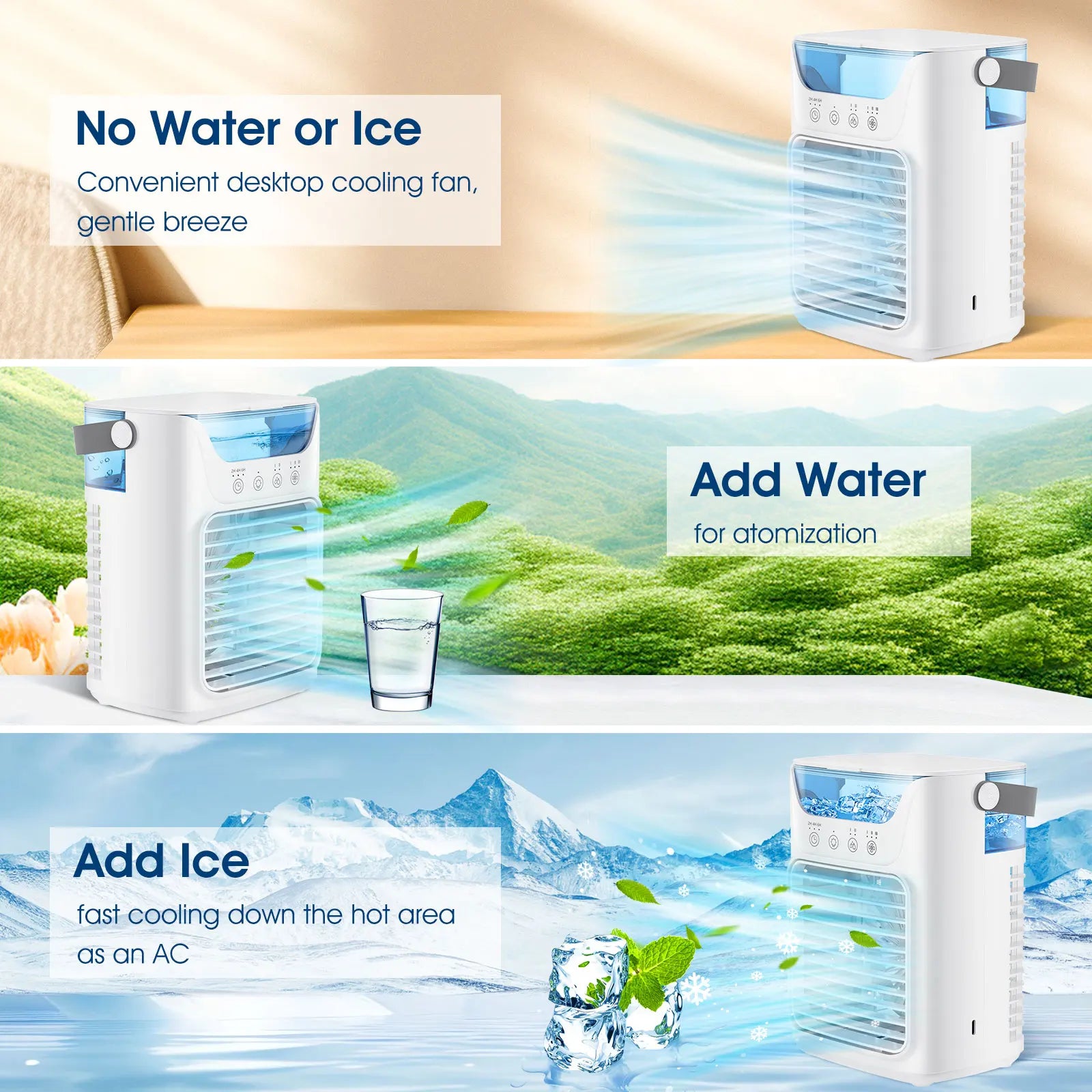 Afdeal Portable Humidifier Cooling Fan Desktop Water Tank Air Cooler