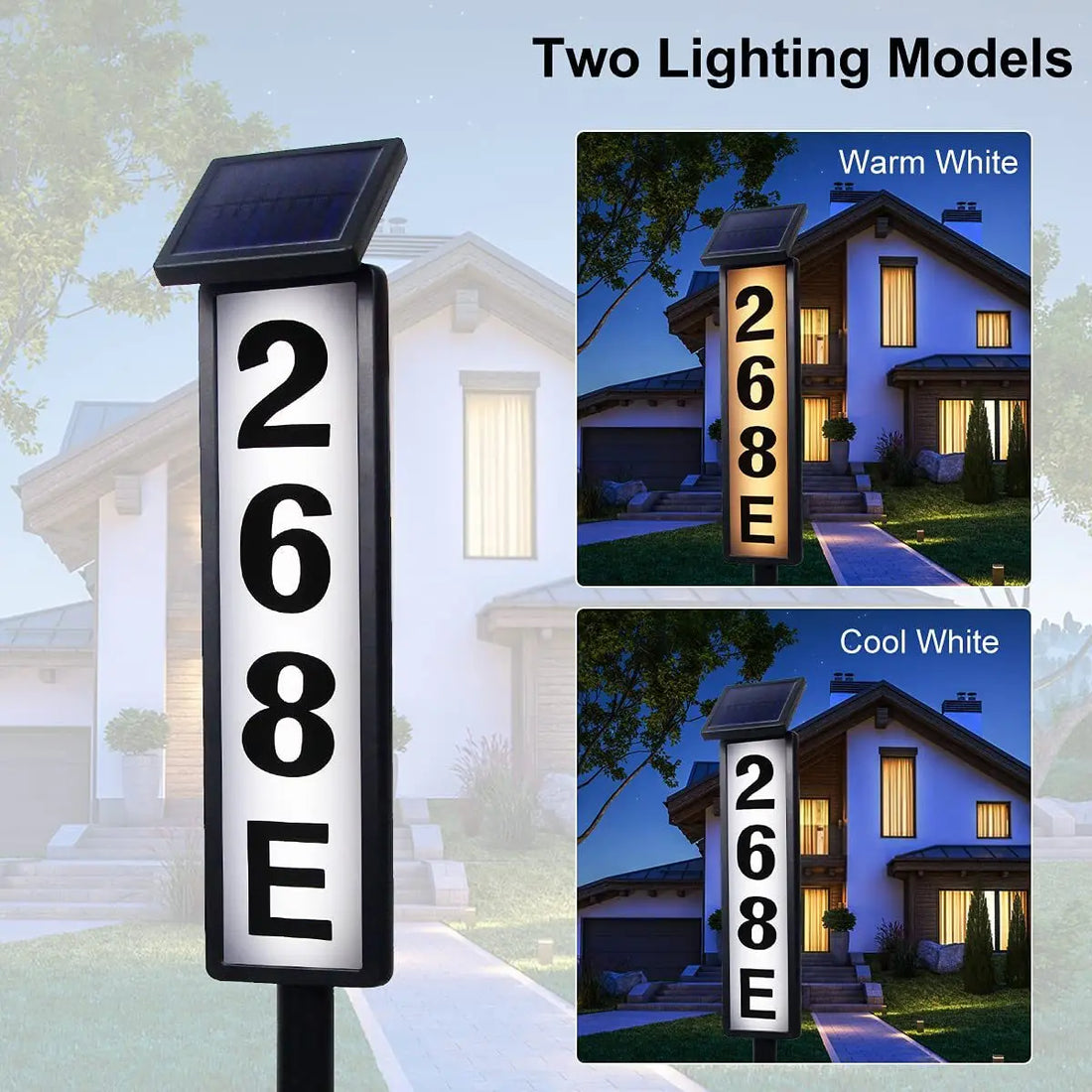 Solar Powered Ground Insert Lawn Light For Outdoor Address Signs