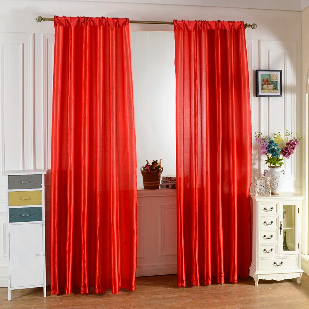 Satin Curtain For Living Room Semi Blackout Drape Panel
