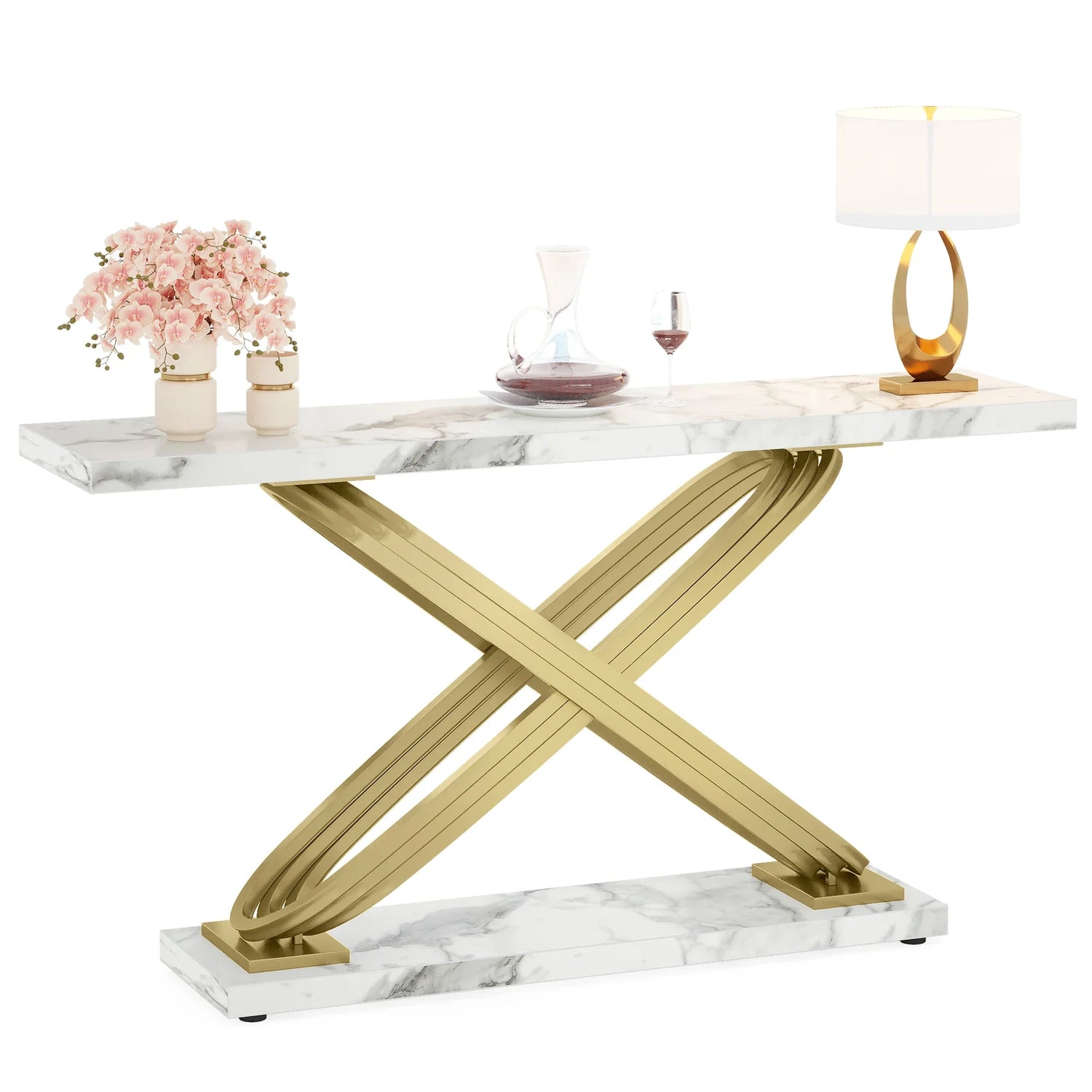 Tribesigns Modern Console Table Faux Marble Finish Entryway Sofa Table