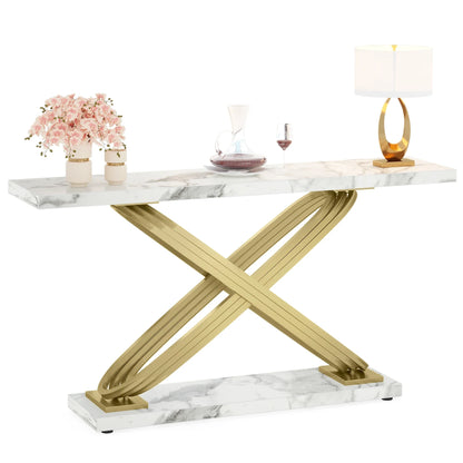 Tribesigns Modern Console Table Faux Marble Finish Entryway Sofa Table